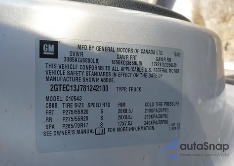 2008 GMC Sierra 1500 Sle1 from USA, damaged, VIN 2GTEC13J781242100